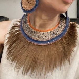 Handcrafted Swarovski crystal Bib Necklace with earrings